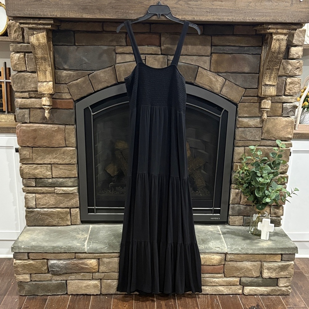 LOFT Black Tiered Maxi Dress